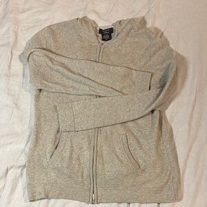 Women’s wool and cashmere grey Zip-Up Sweater